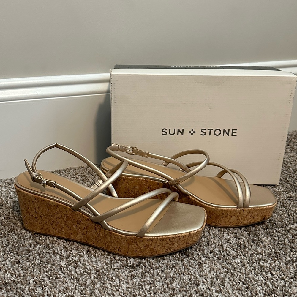 Champagne Gold & Cork Wedges